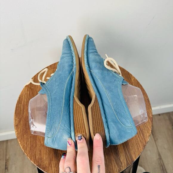 Elle Blue Leather Slip On Lace Up Shoes Women’s Size 8 - Picture 7 of 11